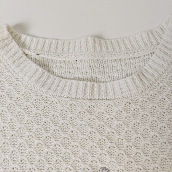 Girls Knit White and Blue Dress with Embroidered bunny and pompom - Picture 10 of 14